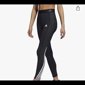 Adidas women’s tech fit 3-stripes long gym leggings L